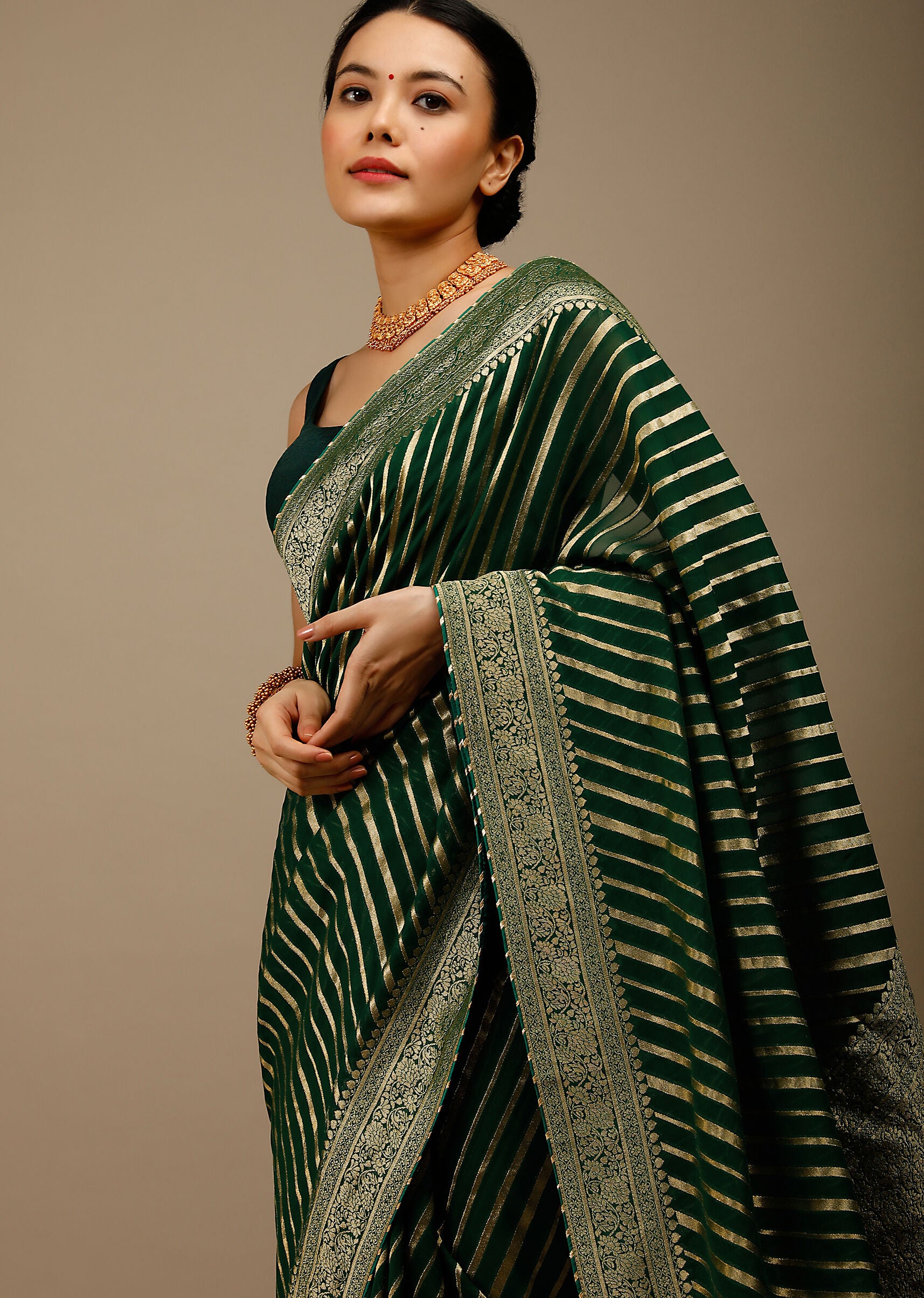 Green Banarasi Art Silk Woven Saree