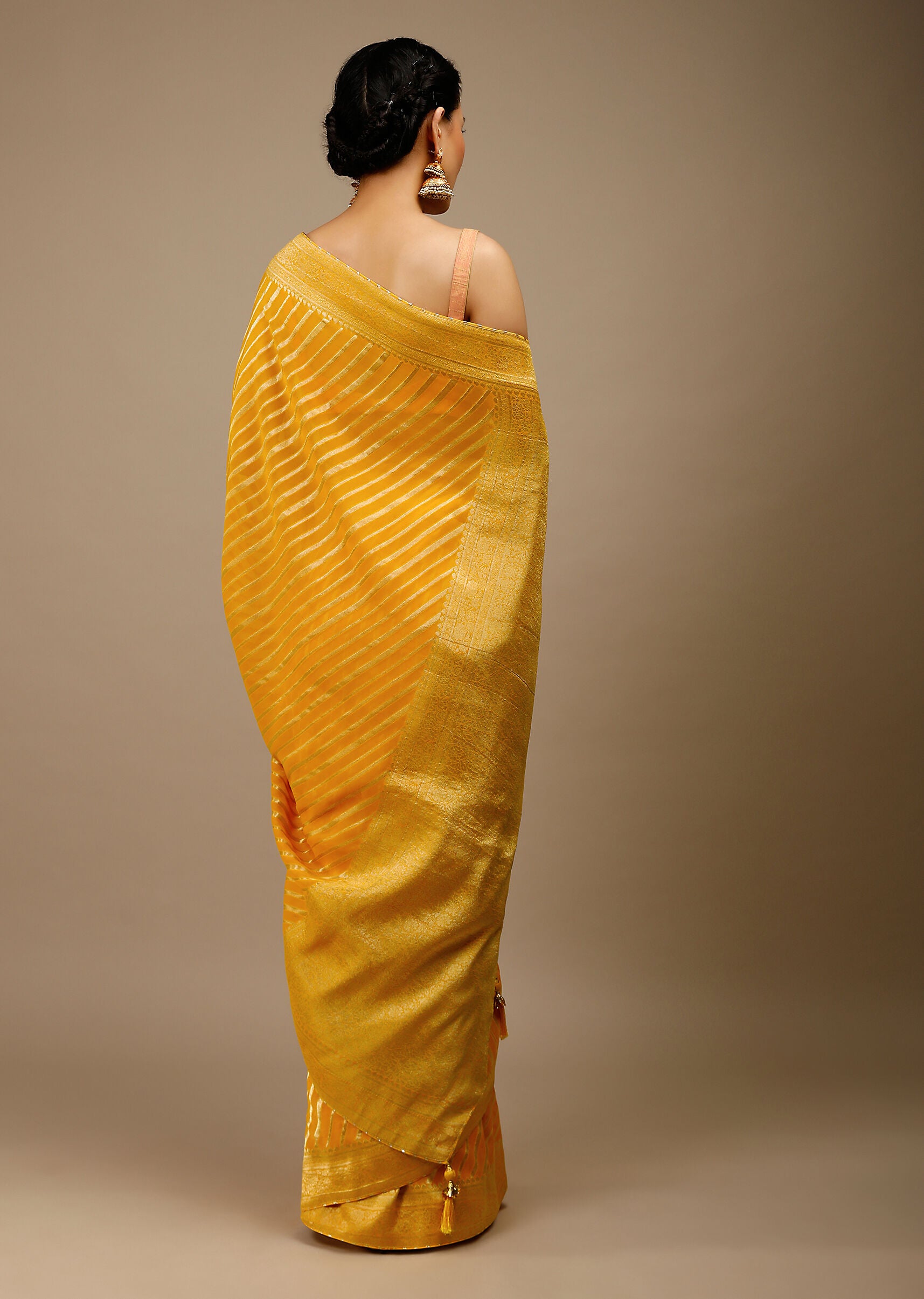 Mustard Banarasi Art Silk Woven Saree