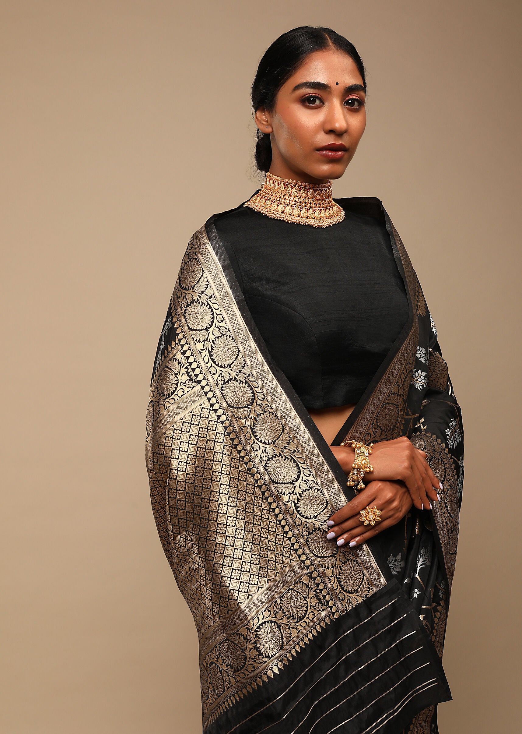 Black Banarasi Art Silk Woven Saree