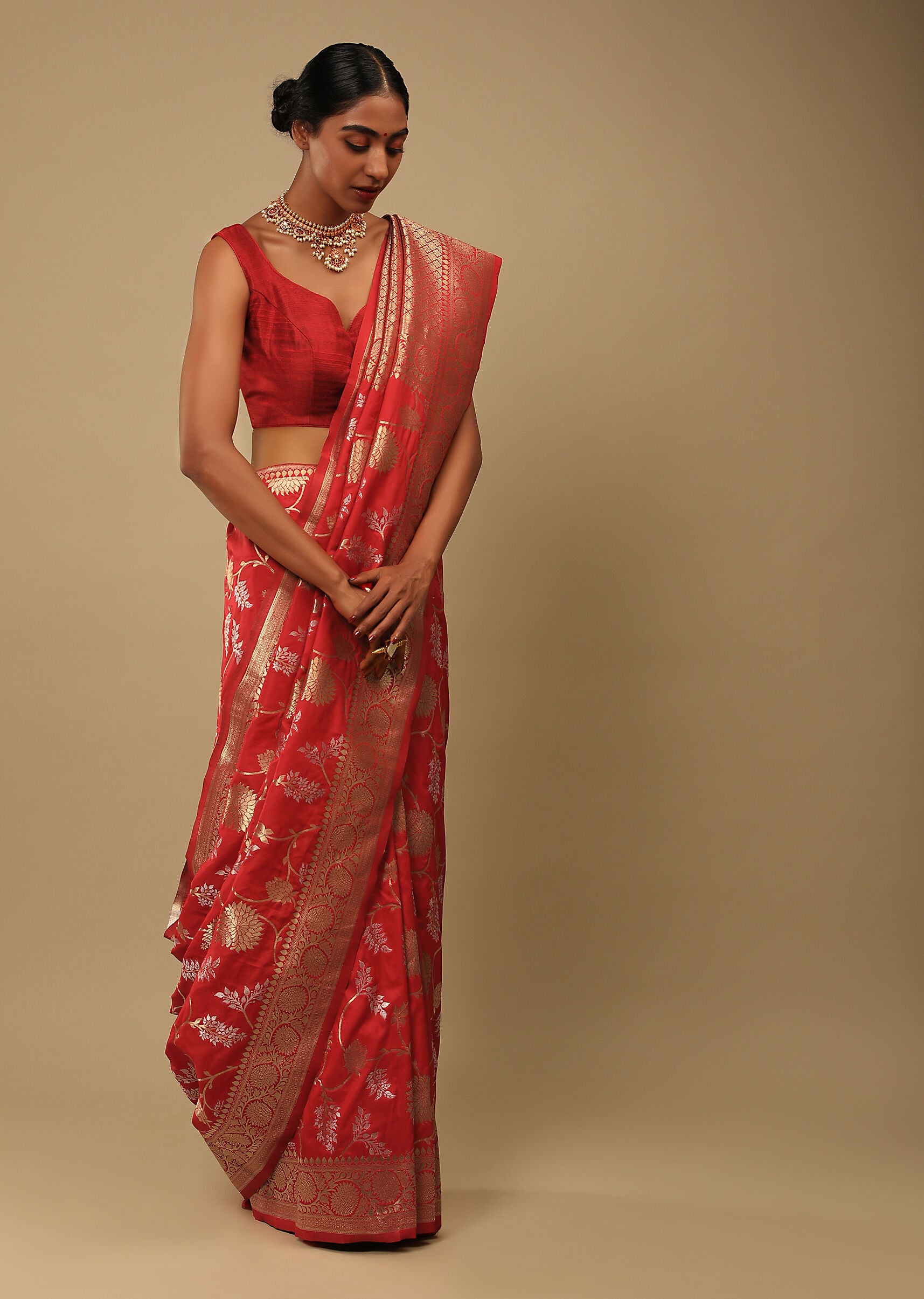 Pink Banarasi Art Silk Woven Saree