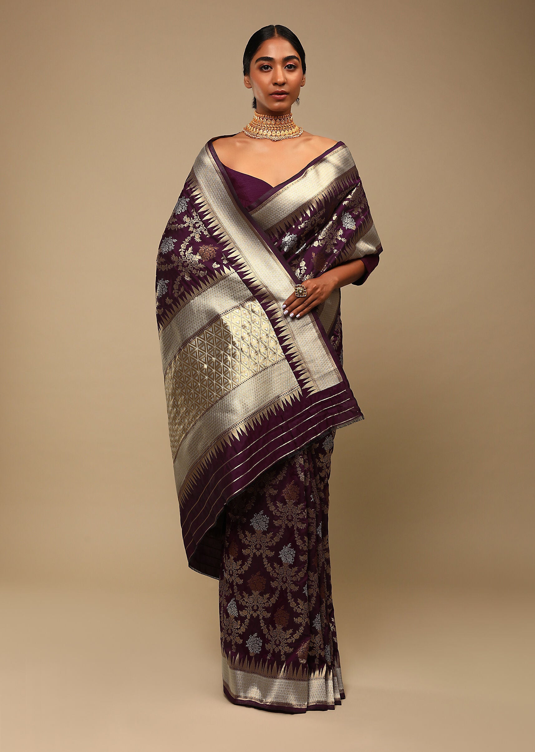 Purple Banarasi Art Silk Woven Saree