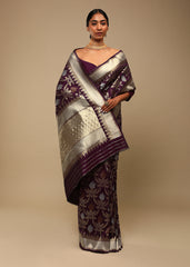 Purple Banarasi Art Silk Woven Saree