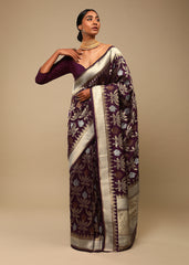 Purple Banarasi Art Silk Woven Saree