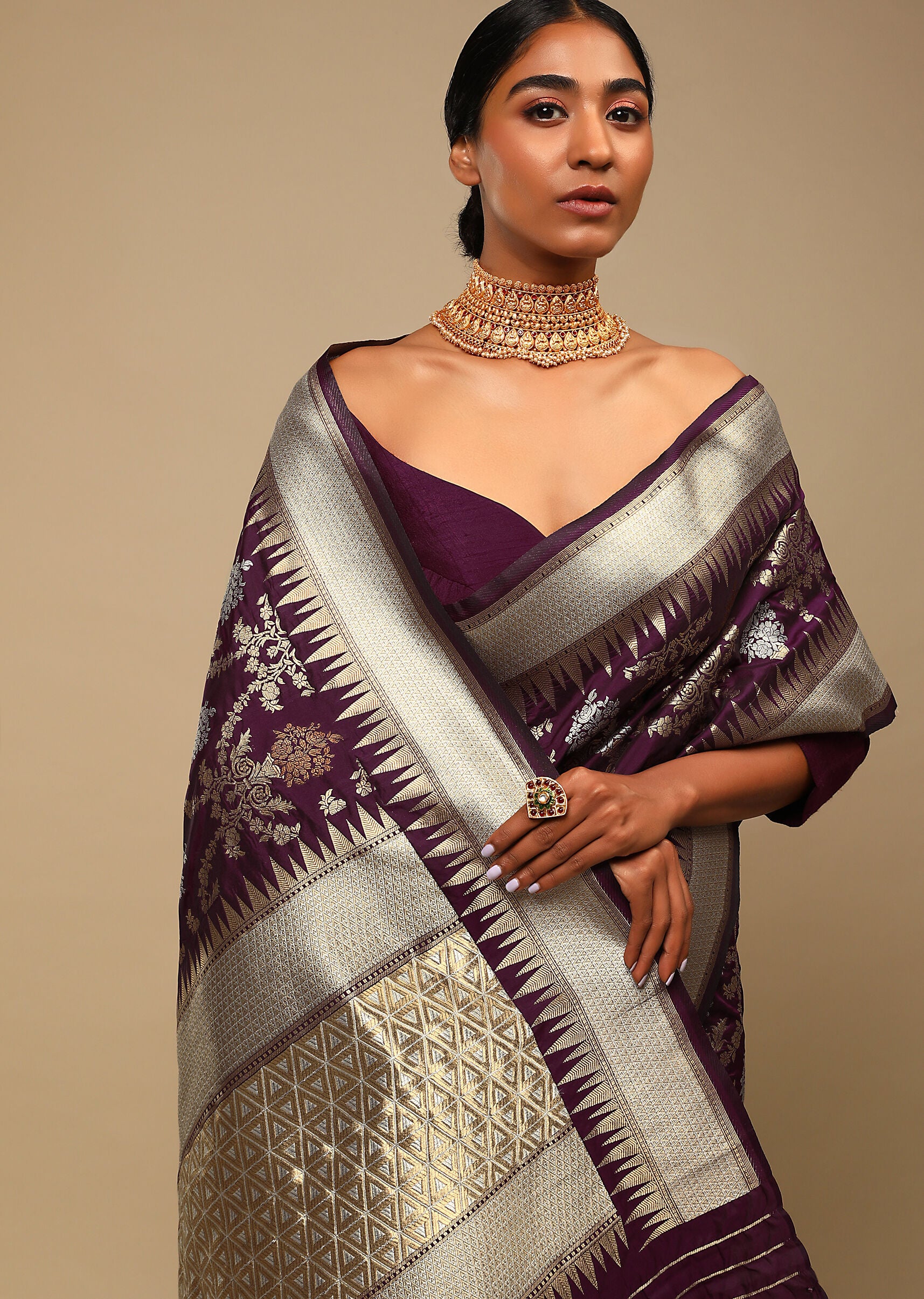 Purple Banarasi Art Silk Woven Saree