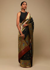 Black Banarasi Art Silk Woven Saree