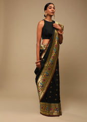 Black Banarasi Art Silk Woven Saree