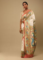 White Banarasi Art Silk Woven Saree