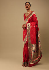 Red Banarasi Art Silk Woven Saree