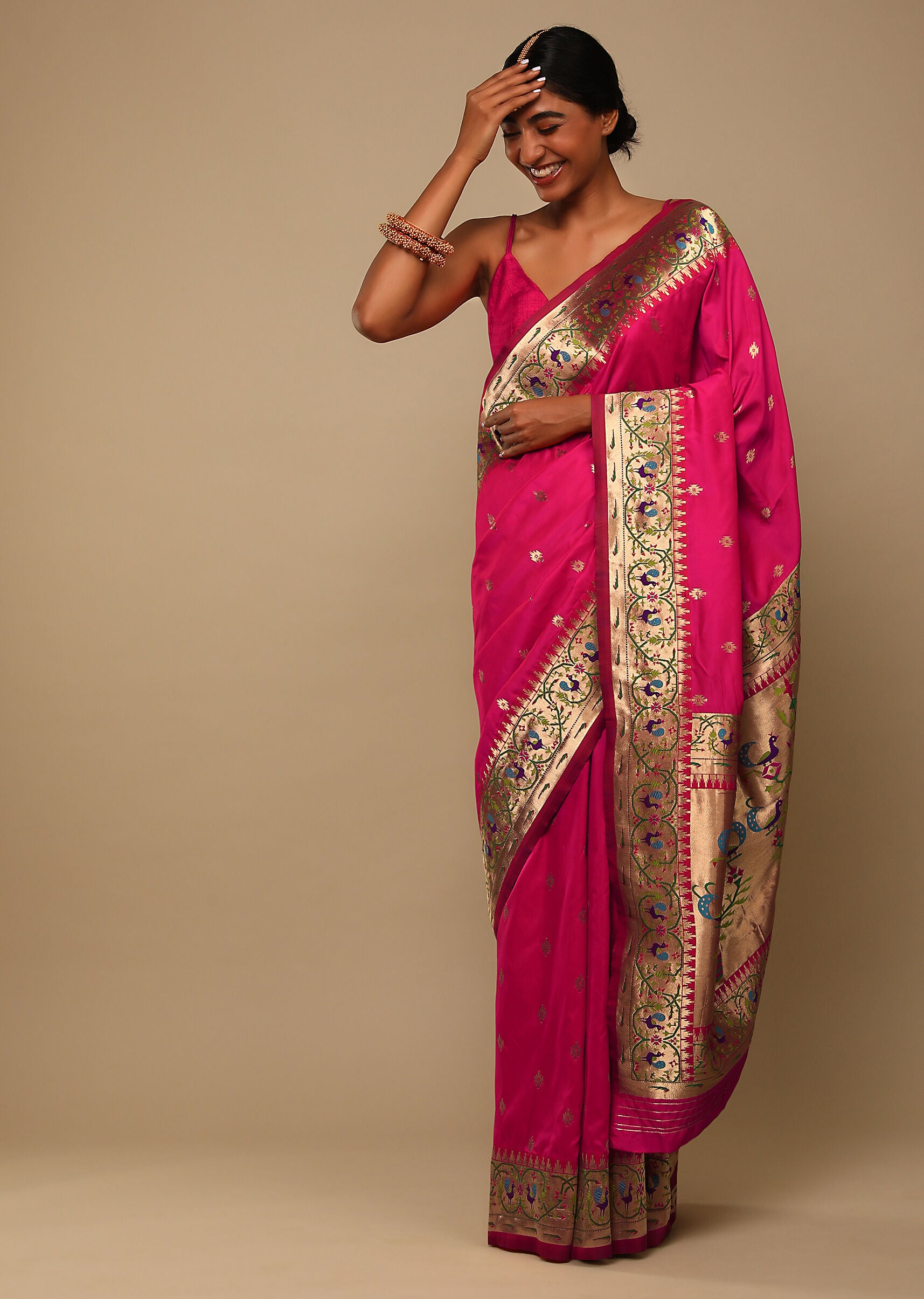 Pink Banarasi Art Silk Woven Saree