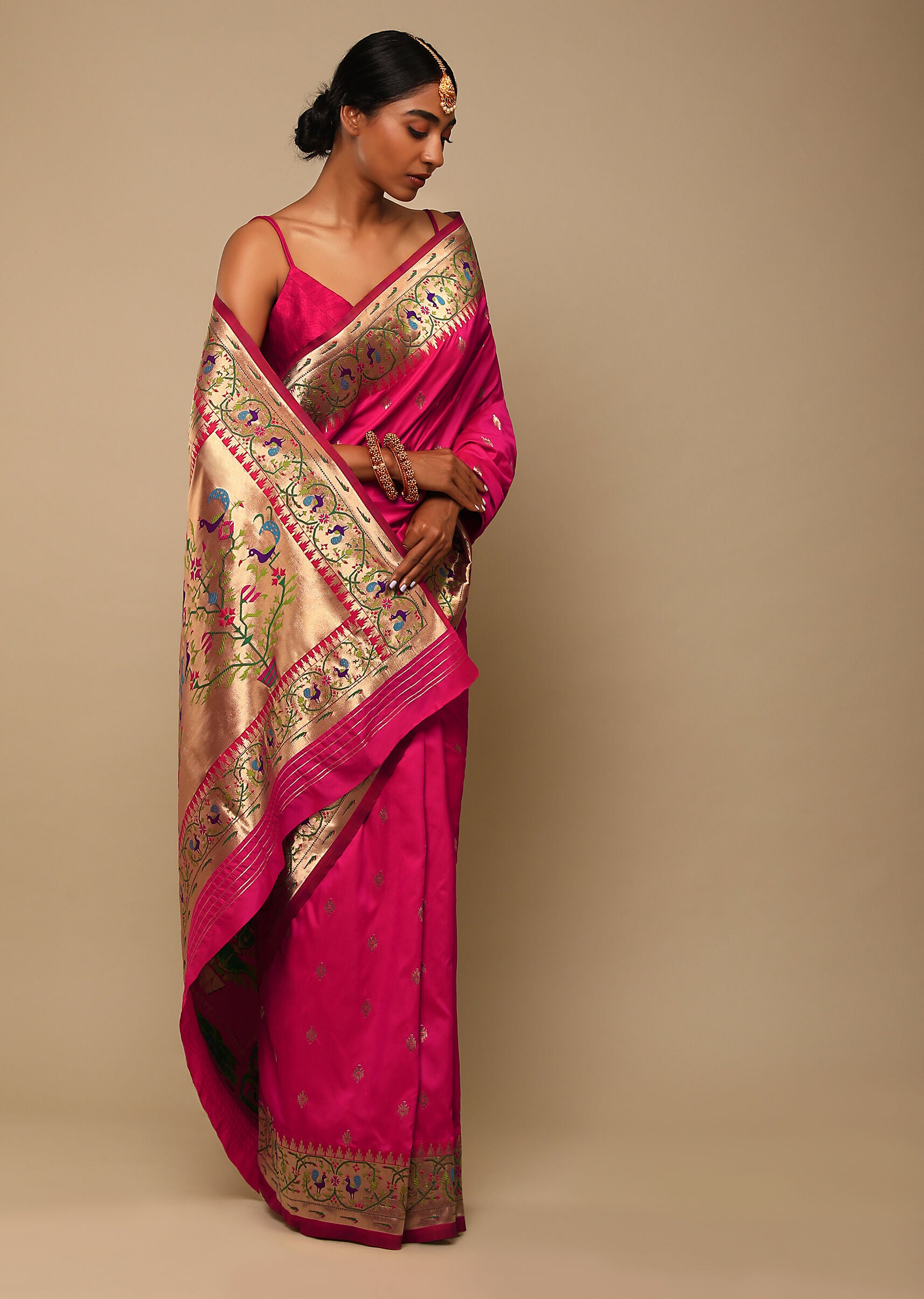 Pink Banarasi Art Silk Woven Saree