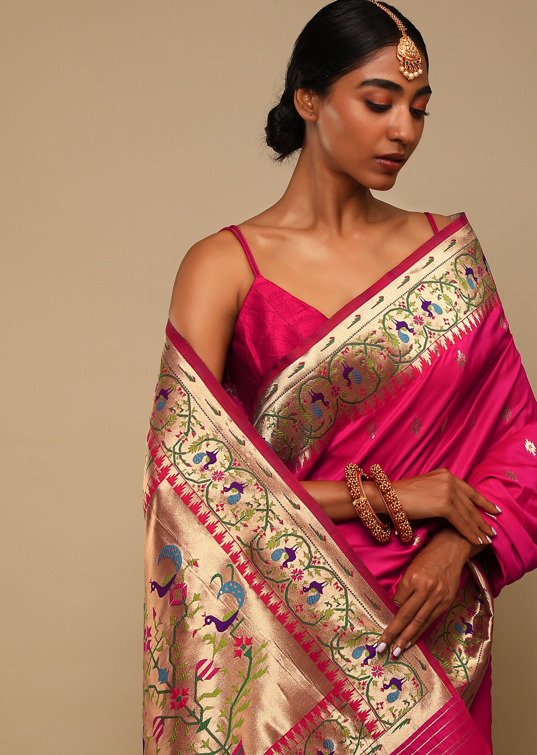 Pink Banarasi Art Silk Woven Saree