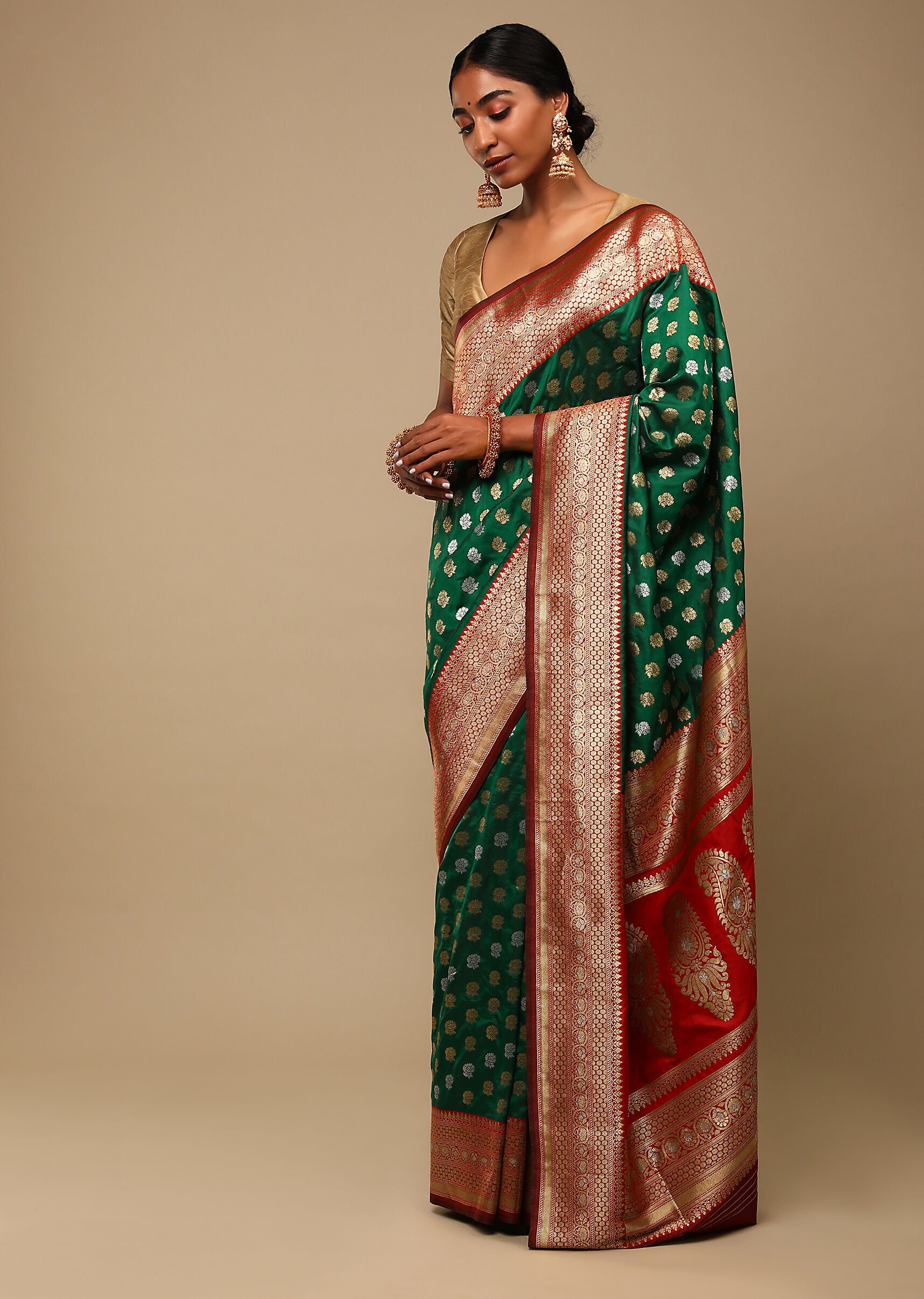 Green Banarasi Art Silk Woven Saree