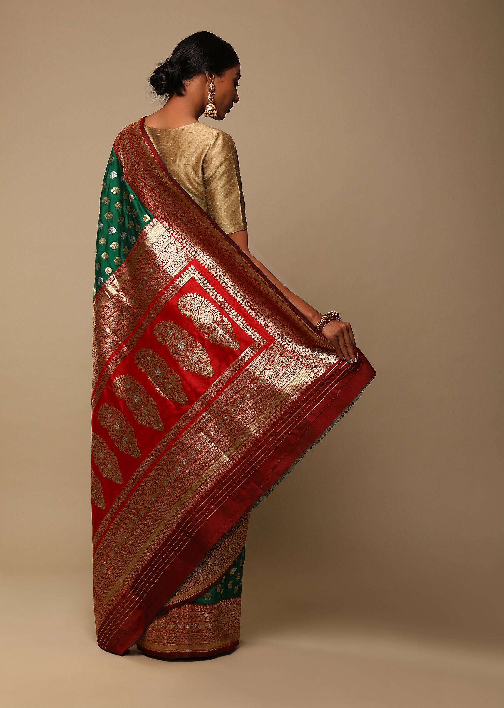 Green Banarasi Art Silk Woven Saree