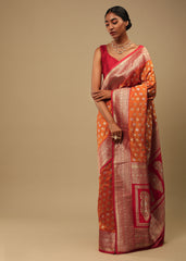 Orange Banarasi Art Silk Woven Saree