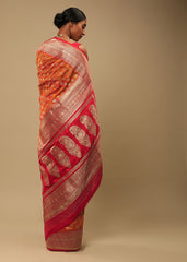 Orange Banarasi Art Silk Woven Saree