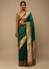 Green Banarasi Art Silk Woven Saree