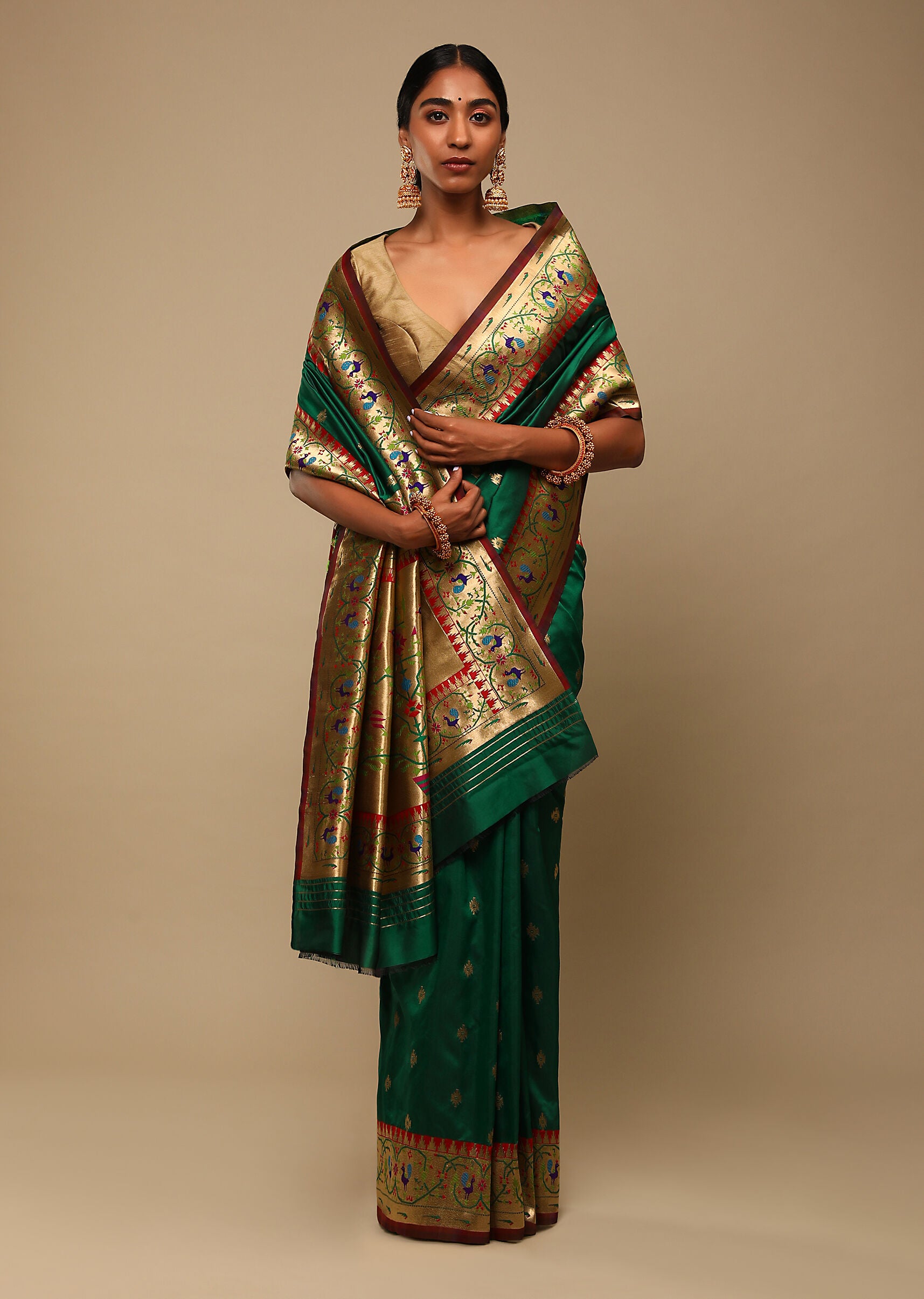 Green Banarasi Art Silk Woven Saree