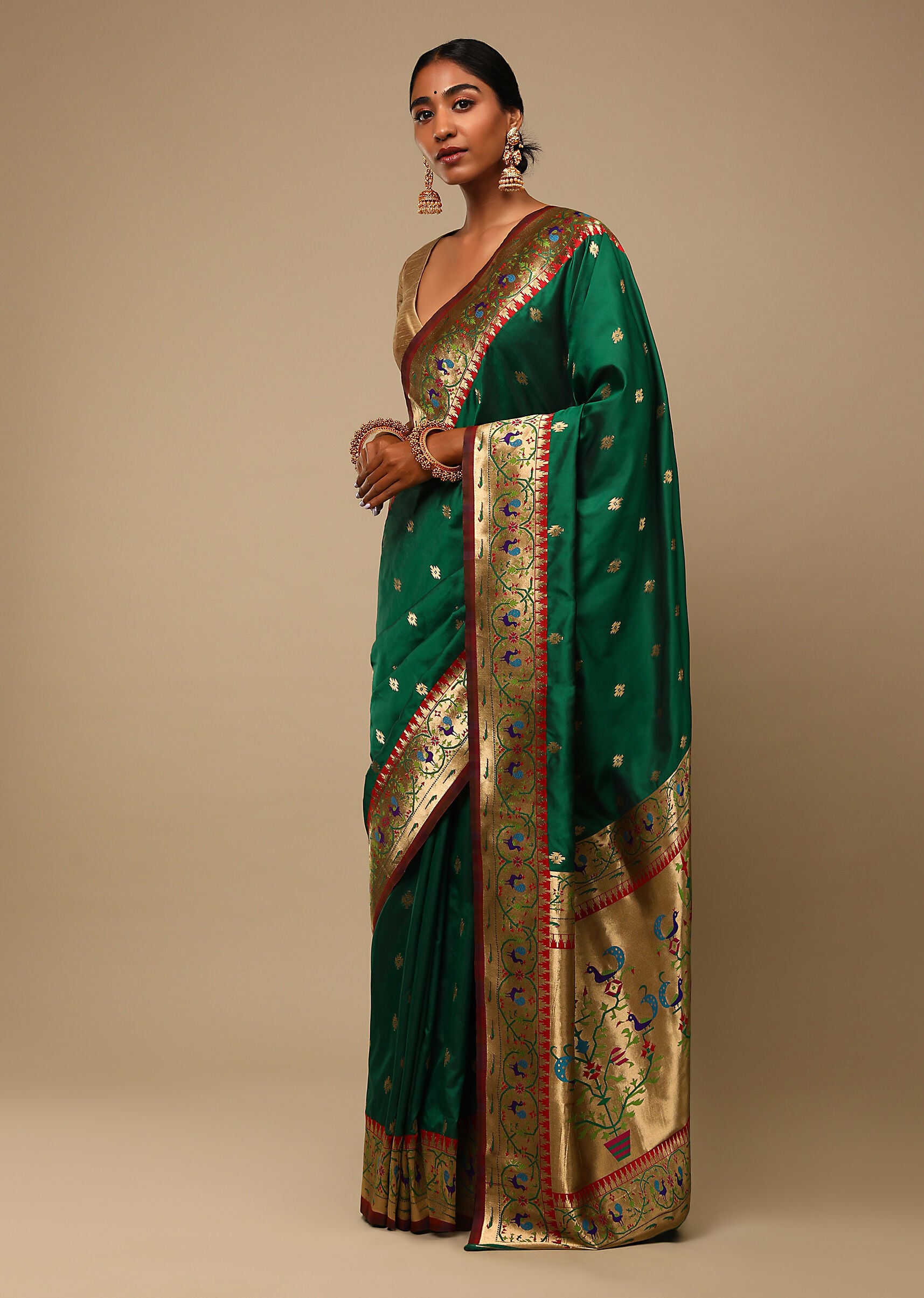 Green Banarasi Art Silk Woven Saree