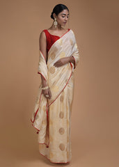 Off White Banarasi Art Silk Woven Saree