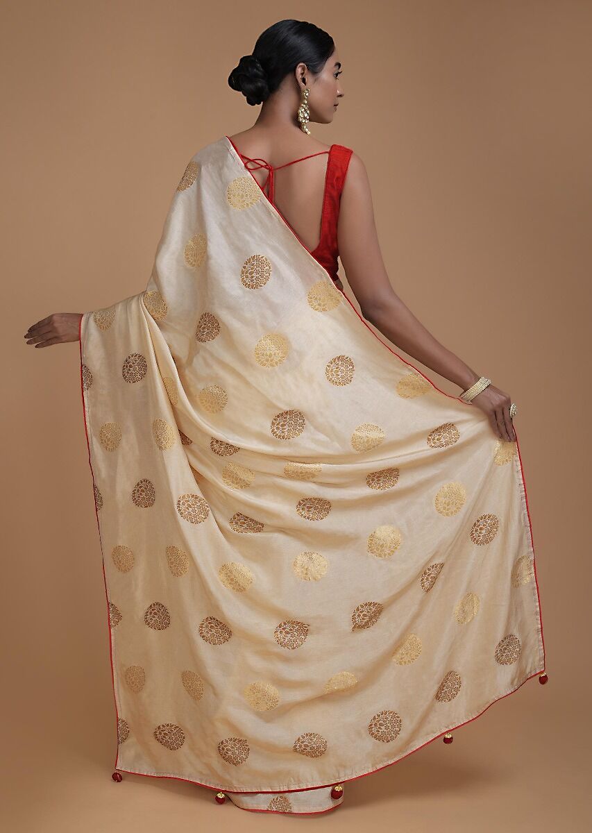 Off White Banarasi Art Silk Woven Saree