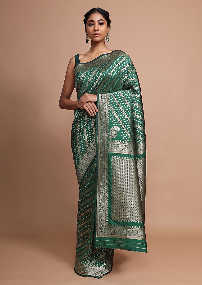 Teal Banarasi Art Silk Woven Saree