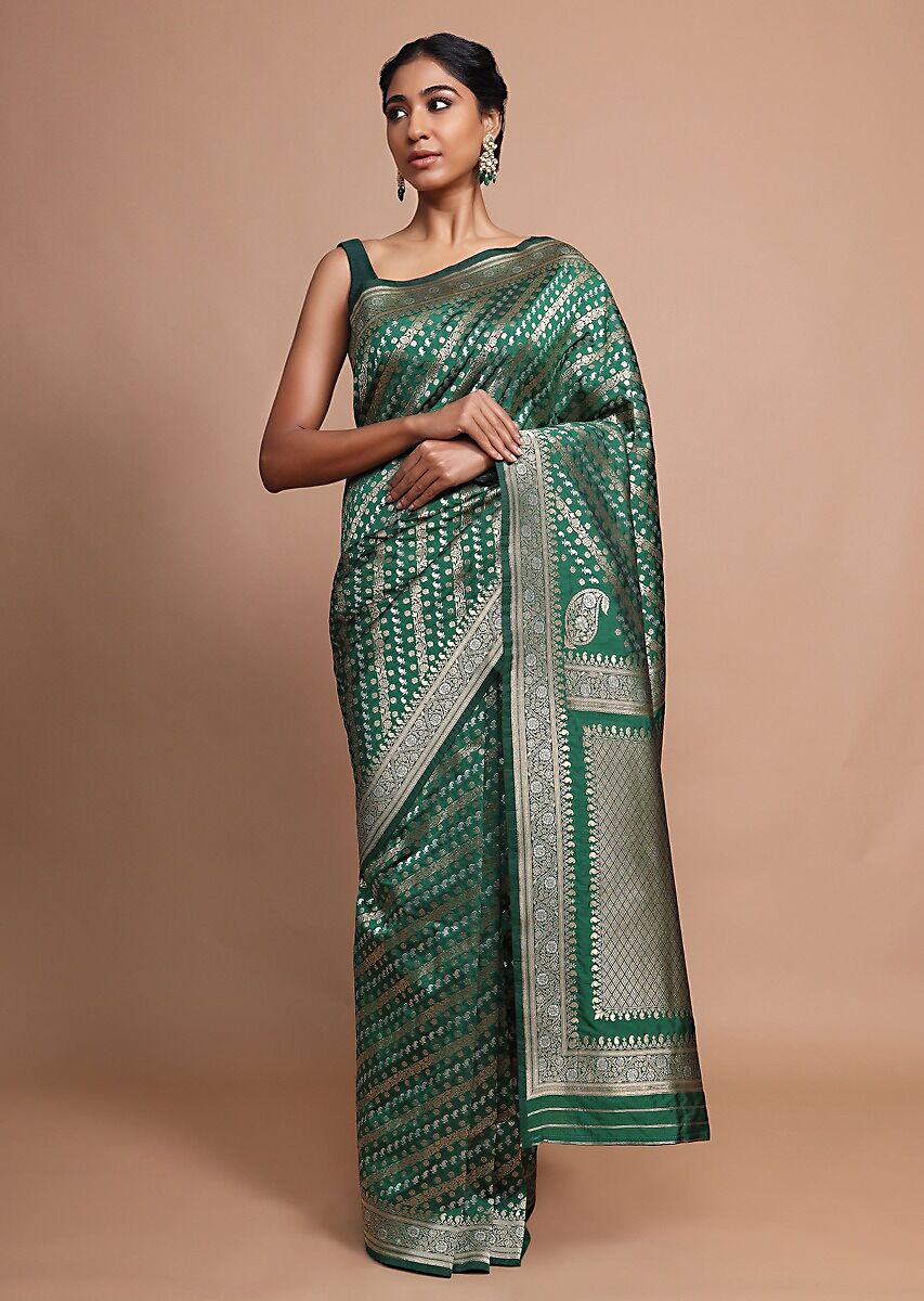 Teal Banarasi Art Silk Woven Saree