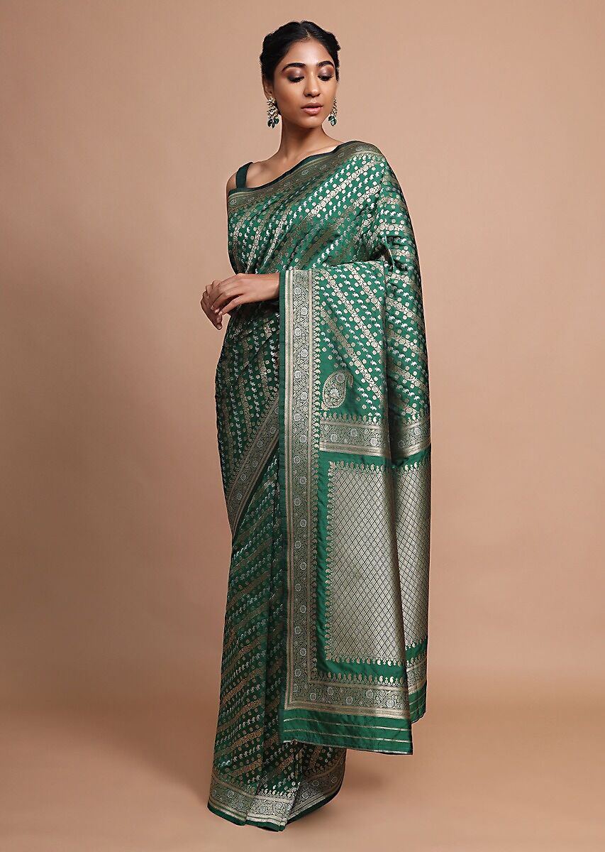 Teal Banarasi Art Silk Woven Saree