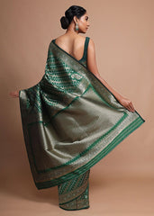 Teal Banarasi Art Silk Woven Saree