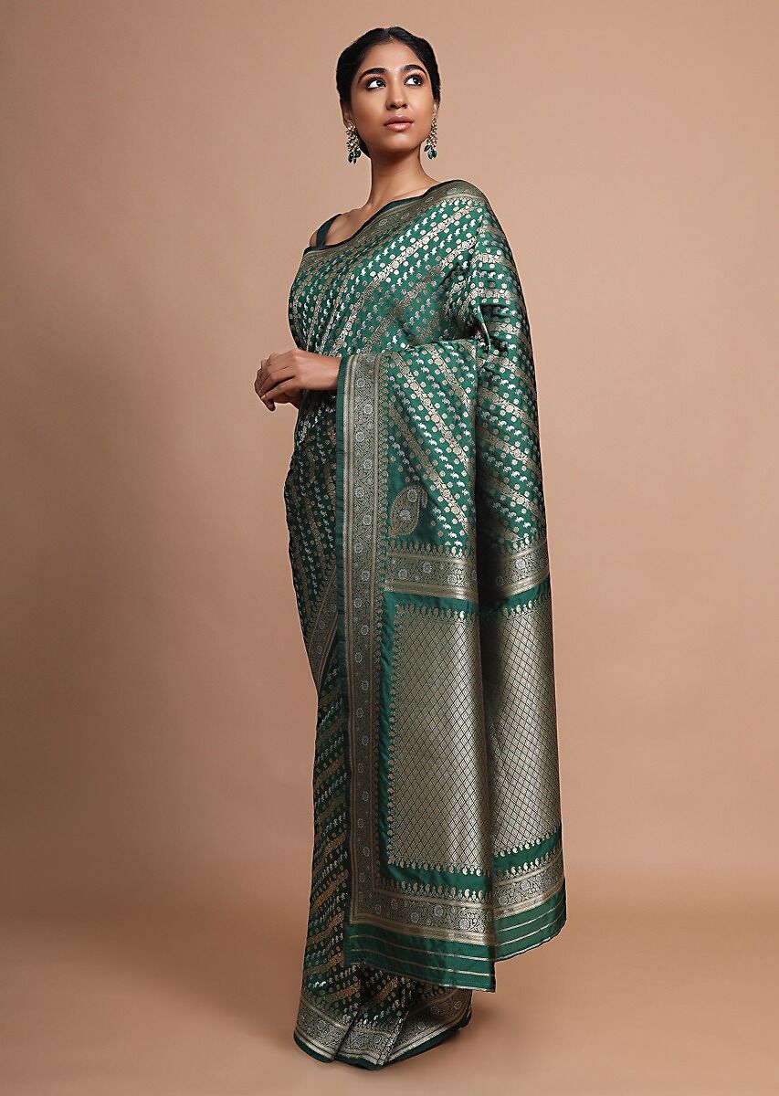 Teal Banarasi Art Silk Woven Saree