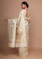 Cream Banarasi Art Silk Woven Saree