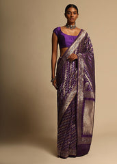 Purple Banarasi Art Silk Woven Saree