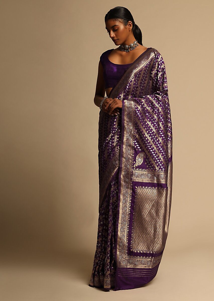 Purple Banarasi Art Silk Woven Saree