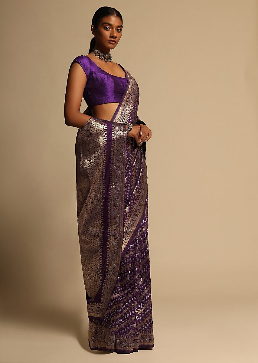 Purple Banarasi Art Silk Woven Saree