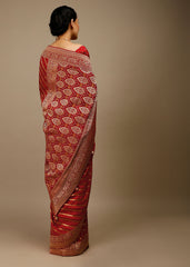 Designer SareeRedColorBanarasi Art SilkWovenSaree ForEngagement