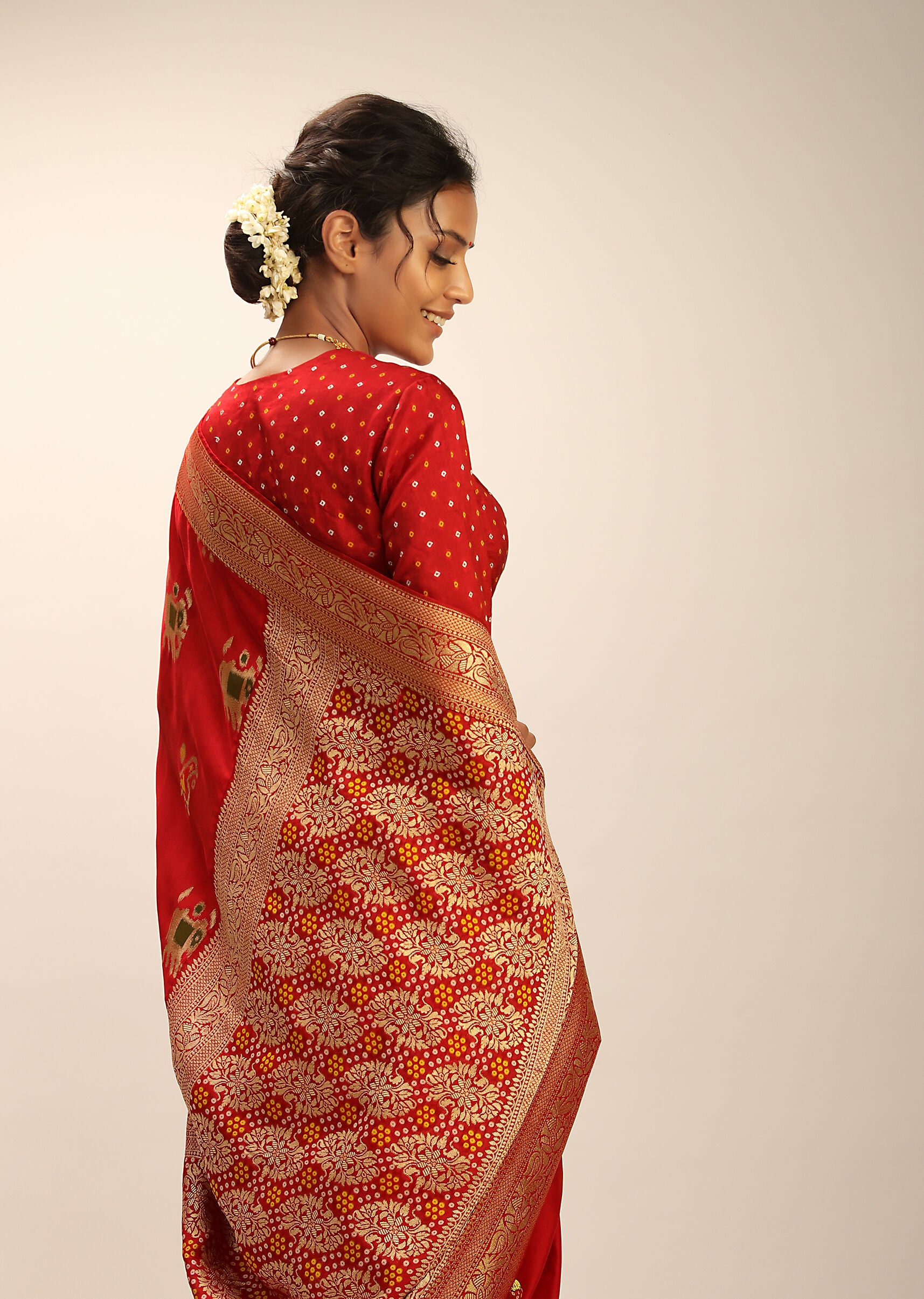 Designer SareeRedColorBanarasi Art SilkWovenSaree ForEngagement