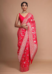 Red Banarasi Art Silk Woven Saree