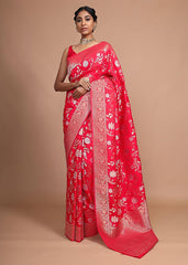 Red Banarasi Art Silk Woven Saree