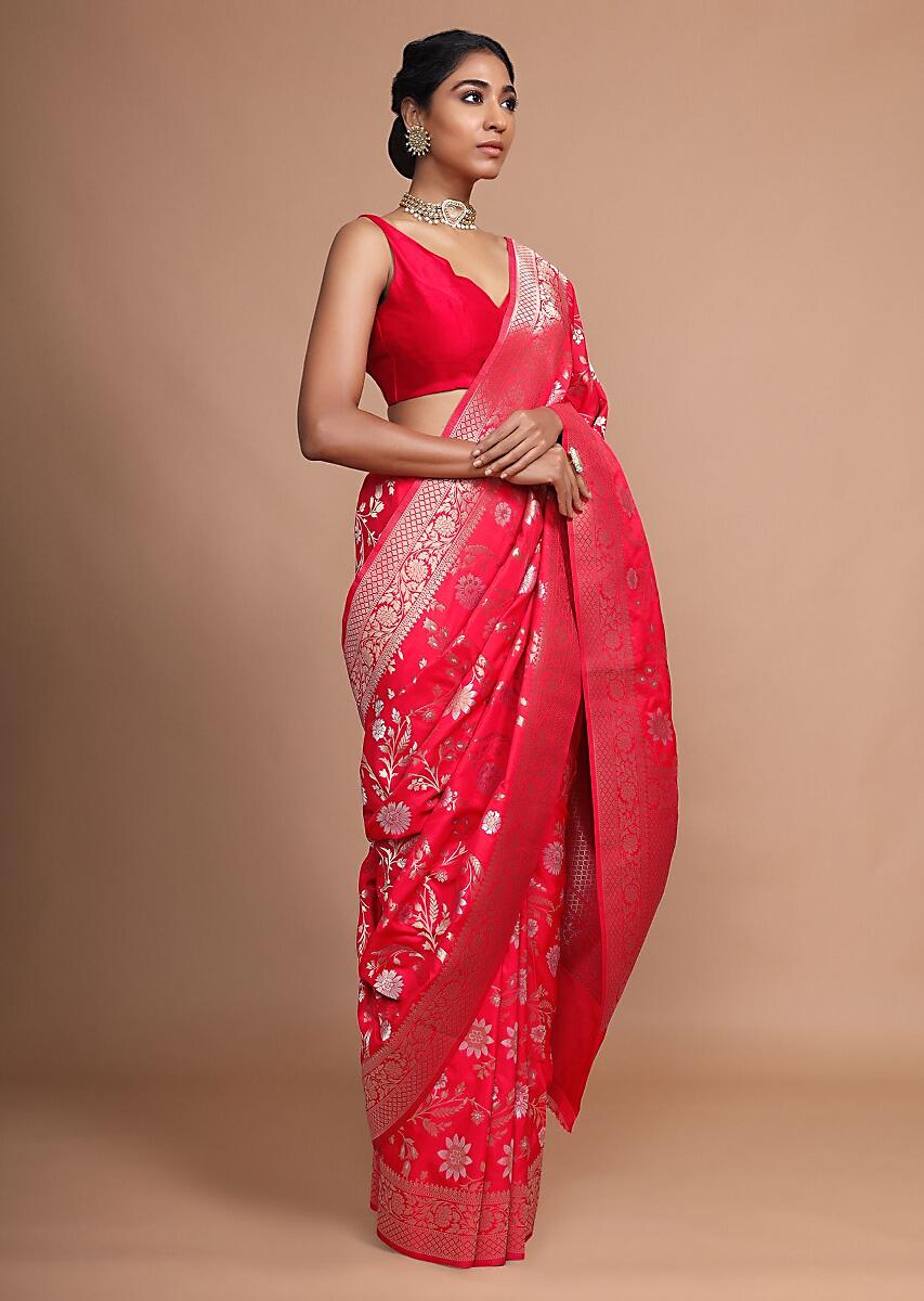 Red Banarasi Art Silk Woven Saree