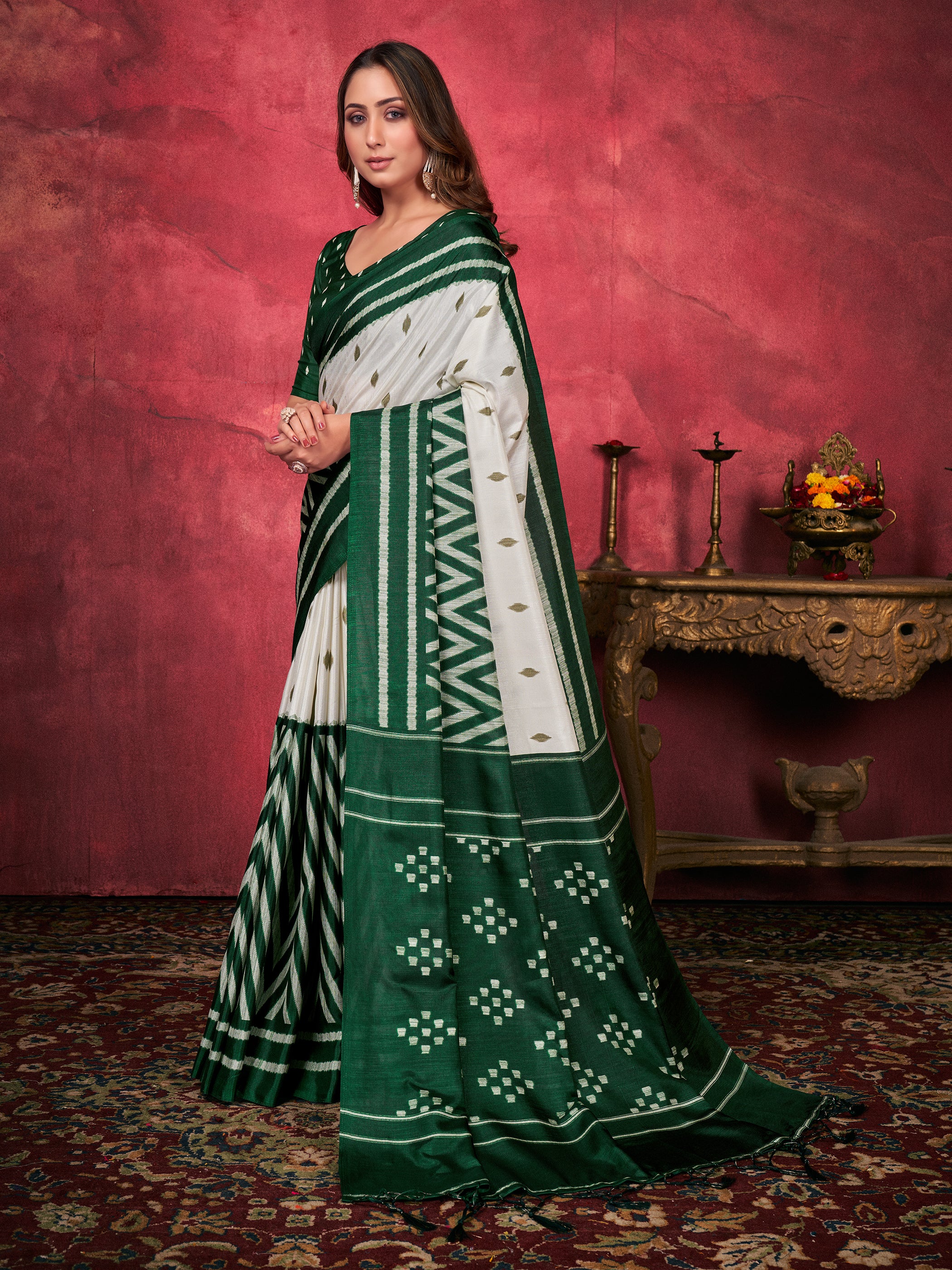 Green Mysore Art Silk Printed Saree