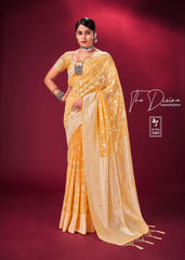 Yellow Banarasi Art Silk Woven Saree