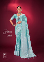 Sky Blue Banarasi Art Silk Woven Saree