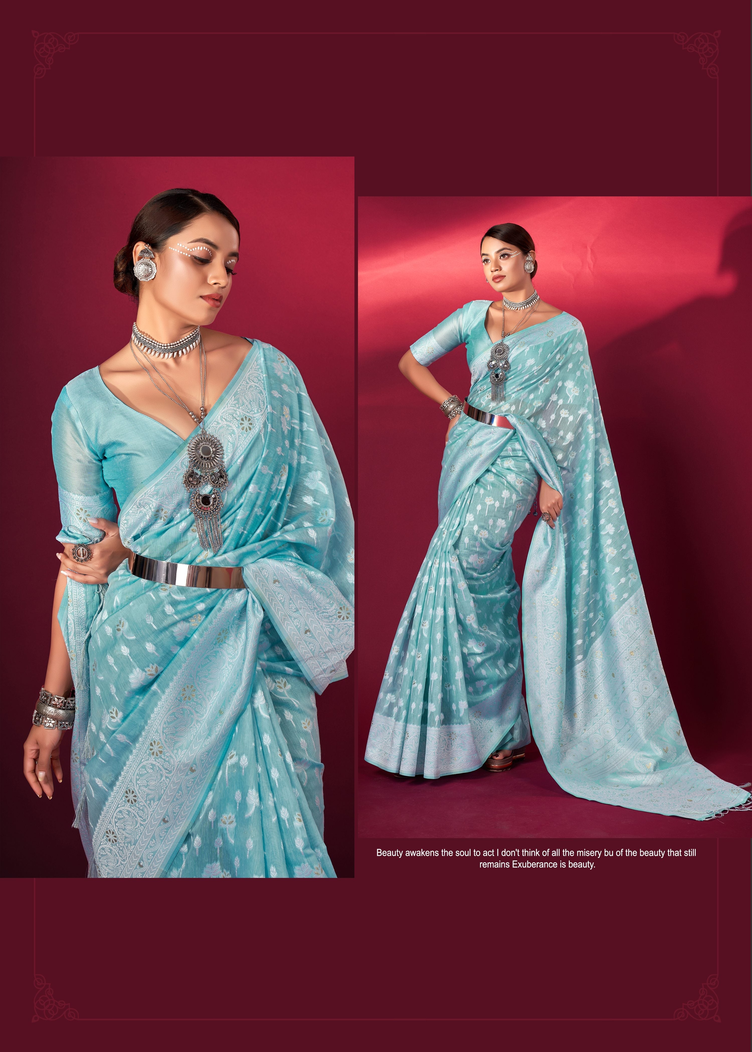 Sky Blue Banarasi Art Silk Woven Saree