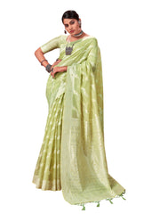 Mint Green Banarasi Art Silk Woven Saree