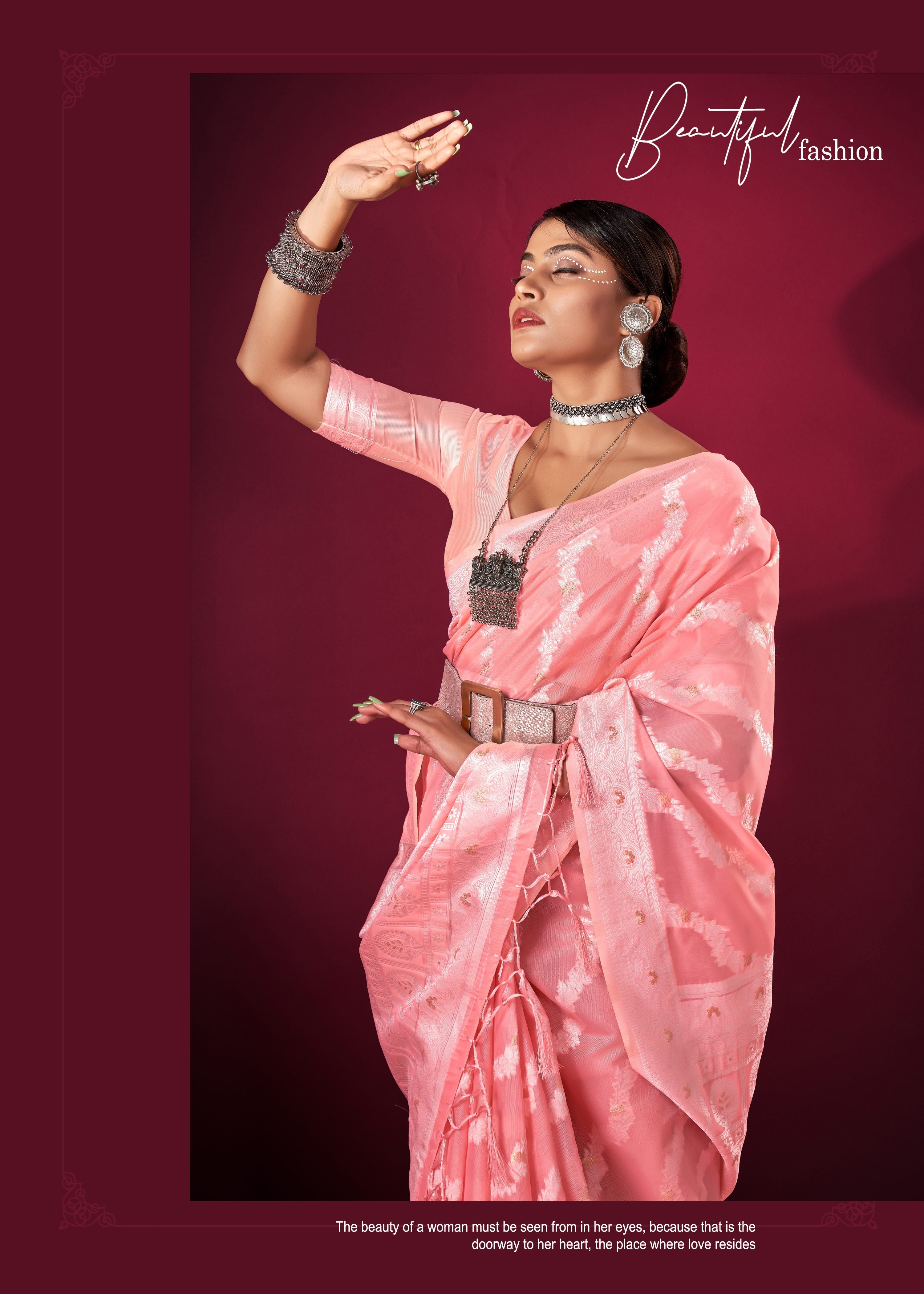 Pink Banarasi Art Silk Woven Saree