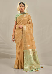 Beige Art Silk Woven Saree