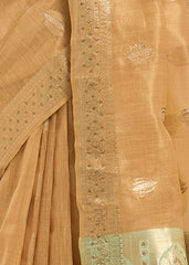 Beige Art Silk Woven Saree