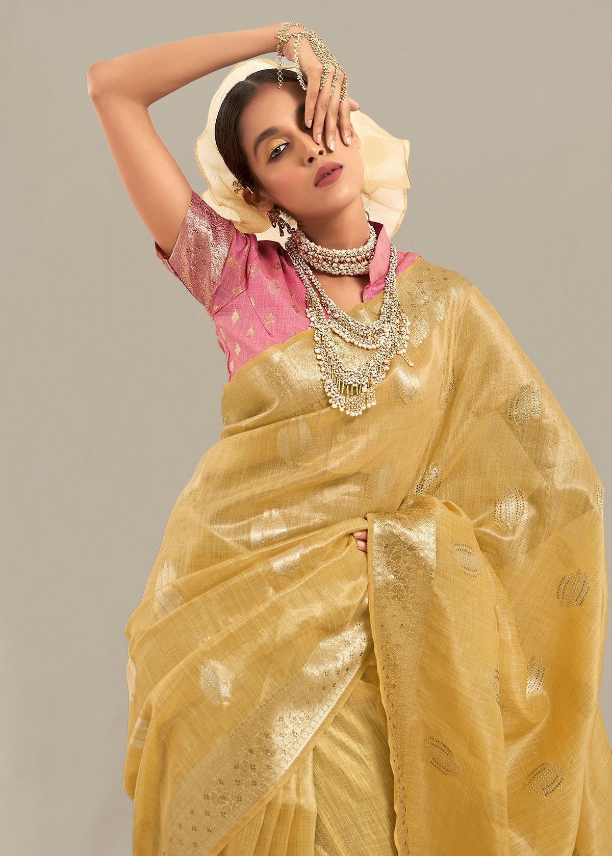 Yellow Art Silk Woven Saree