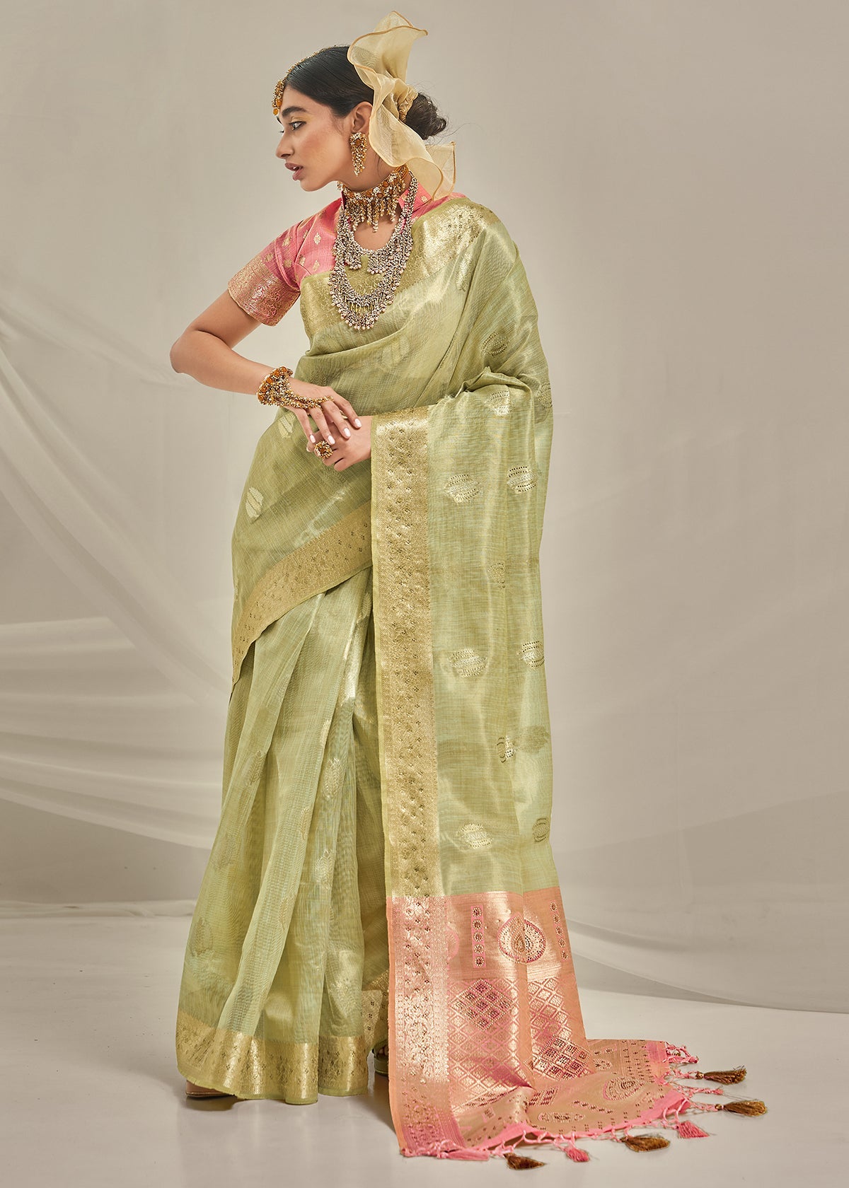 Green Art Silk Woven Saree