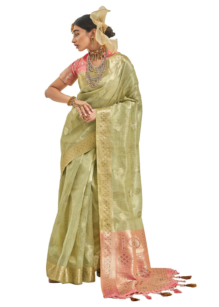 Traditional Ethnicwear Green Art Silk Woven Saree