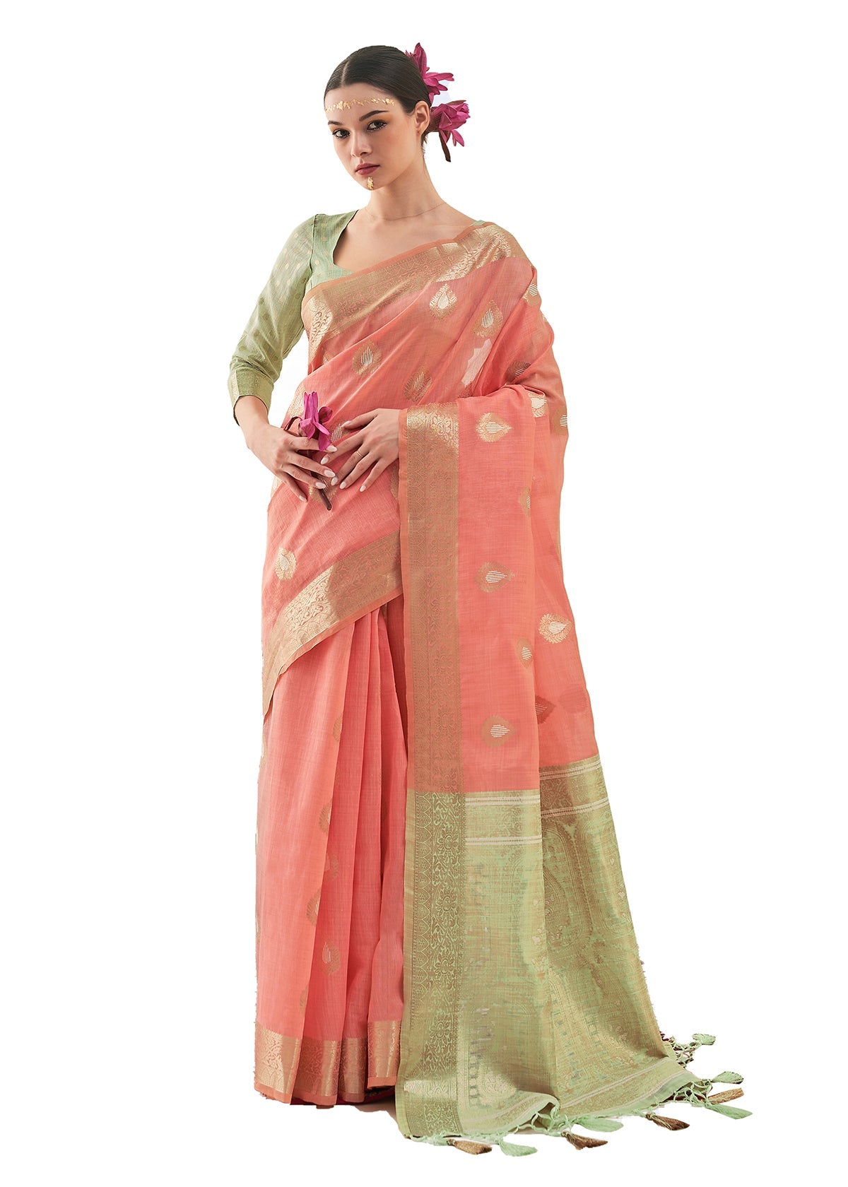 Coral Art Silk Woven Saree